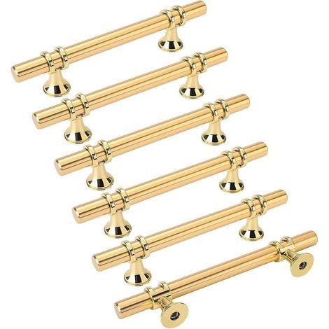6pcs poignées de meuble dorées poignée dorée - poignée de porte de cuisine Poignee Tiroir Laiton poignées dorées meuble entraxe 128mm (1/5)