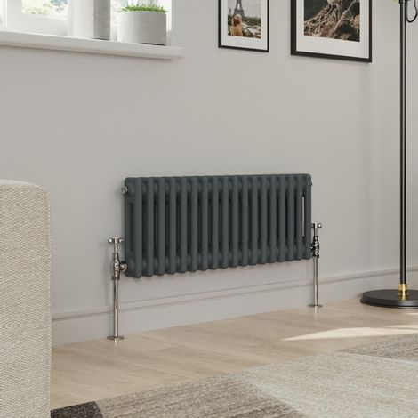 Warmehaus Traditional Double Column Anthracite Radiator Cast Iron Style Radiators 300x830mm