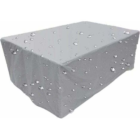 Telo di copertura per tavolo da giardino Art Garden Furniture 16510779CM in tessuto Oxford 420D, impermeabile, antivento, resistente ai raggi UV, antistrappo, colore argento --Crezuo-Crezuo