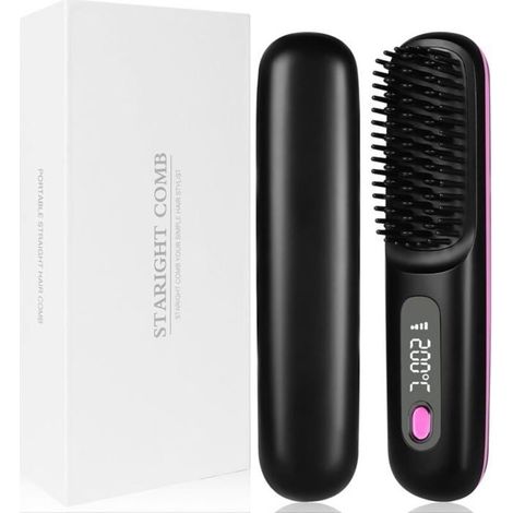 Cellfast – Brosse lissante sans fil portable – 3 températures réglables de 160°C à 200°C – Écran LCD – Technologie céramique T-GLOSS