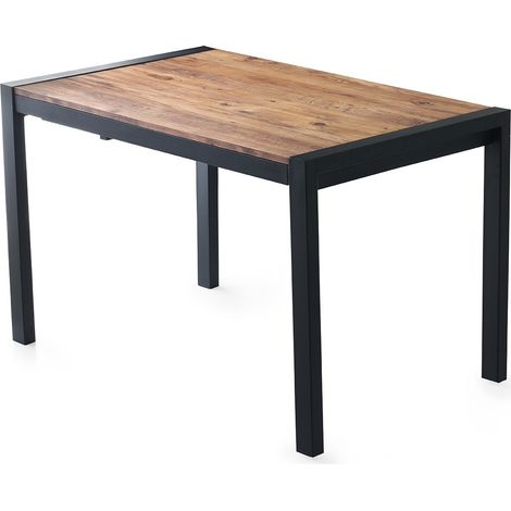 Les Tendances – Table extensible 120/187 x 74 x 75 cm – Plateau en mélamine effet bois – Pieds en métal – Capacité 45 kg – Design contemporain (1/5)