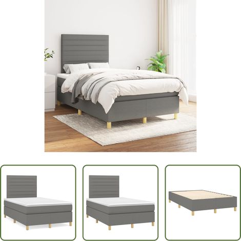 Matratze - Boxspringbett mit Matratze Dunkelgrau 120x200 cm Stoff (1/5)