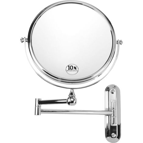Miroir Mural Double Face en Argent grossissant 10 x Ø 20 cm Longueur Max. 35 cm (1/5)