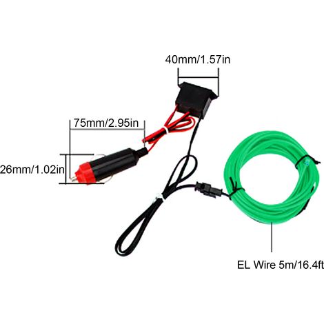 5 Meter langer LED-Lichtstreifen zur Ambientebeleuchtung für Fahrzeugmodifikationen, Stromversorgung über den Zigarettenanzünder, mit grüner Lichtlinie. (1/5)