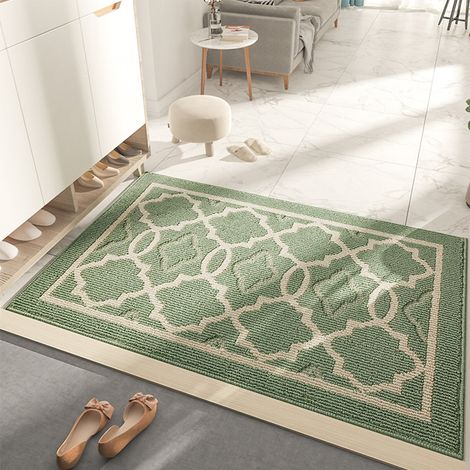 Paillasson Antidérapant, Tapis de Porte Intérieur et Extérieur Absorbant et Résistant, Tapis d'entrée Lavable en Machine, Anti-Poussière - Vert, 50 x 80 cm (1/5)