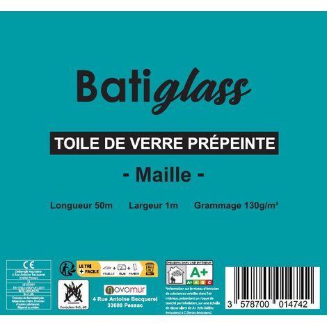 Toile de verre prépeinte mailles 130g/m² Batiglass - 50Mx1M (1/2)