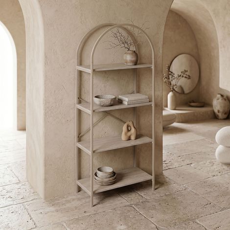 Etagere - HOME DECO FACTORY - Terra Nova - 4 Niveaux - Arche - Blanc et Beige (1/4)