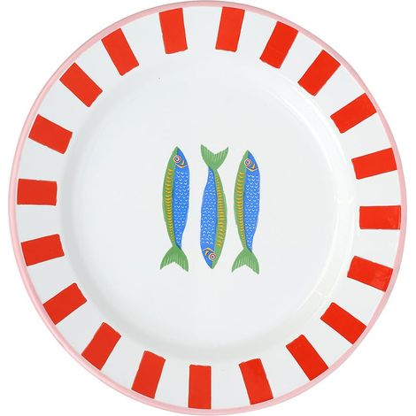 Assiette Émail Artisanale 20cm Design Poisson Robuste Légère Parfaite Repas Plein Air Pique-nique Camping Vaisselle Été (1/5)