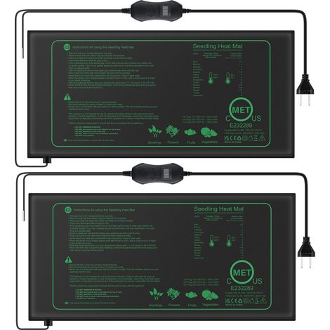 50W Heizmatte Pflanzen mit Thermostat - Schnelle Erwärmung, Feuerschutz, Wärmematte zur Keimung und Temperatur-Regulierung, ideal für Sämlinge, Haustiere und Reptilien (2er Pack)