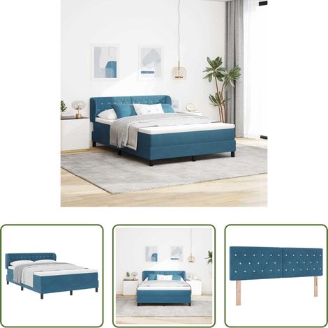 Samtbett - Boxspringbett mit Matratze Dunkelblau 160 x 200 cm Samt (1/5)