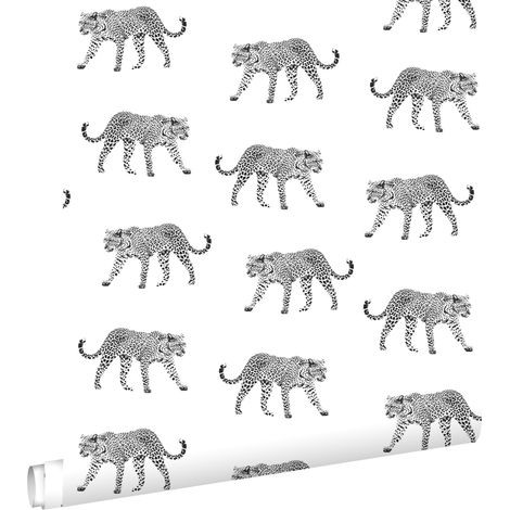 papier peint léopards noir et blanc - ESTAhome (1/5)