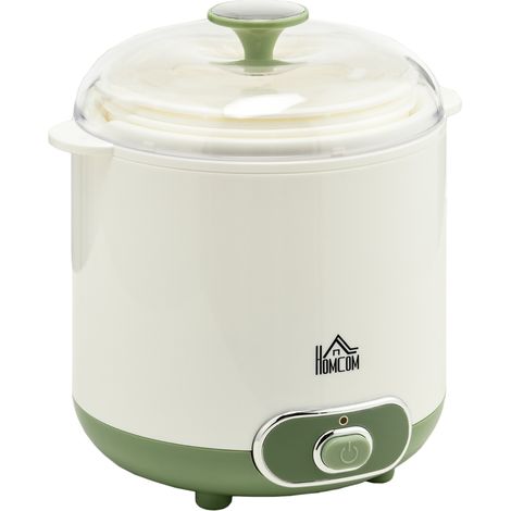 HOMCOM Joghurtbereiter, 1,5 L Joghurtmaschine, Sieb, Deckel, 20 W Joghurt-Maker für griechischen Joghurt, für 3–5 Personen, 19,5x17,5x21,4 cm, Weiß