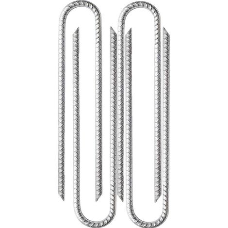 x 30 cm - Bewehrungsstifte aus verzinktem Stahl - U-förmige Ankerstifte - Ankerstifte für Zelte, Pavillons, Burgen, Zelte, Trampoline, Fußballnetze usw., Silber