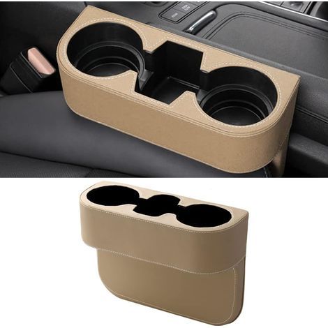 Comble-fente siège avant cuir avec porte-gobelet, range-sécurité, universel, beige (1/4)