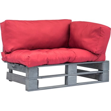 Outdoor-Sofa Paletten mit Kissen in Rot Kiefernholz (1/5)