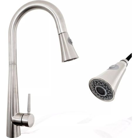 Rubinetto Cucina in Acciaio Inox Direzionabile con Miscelatore Estraibile