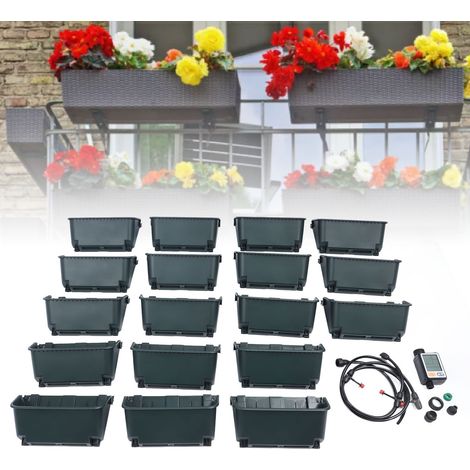 Jardín vertical autosuficiente con riego automático programado  18 macetas  PP  Fácil montaje en pared (1/5)