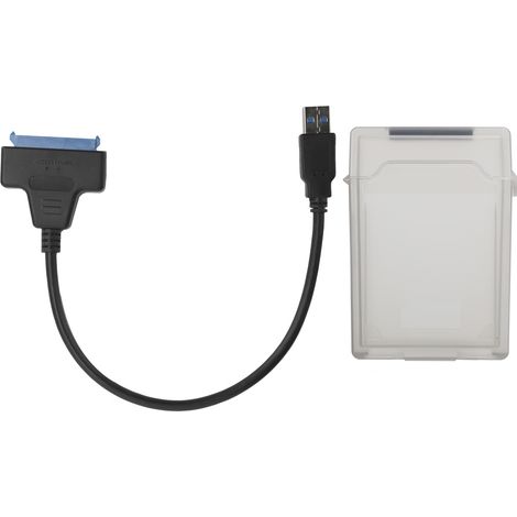 Câble Adaptateur Disque Dur - Interface Sata Usb 3.0 - Boîtier De Protection Inclus - Pour Hdd Et Ssd 2.5 Pouces - Gris (1/5)