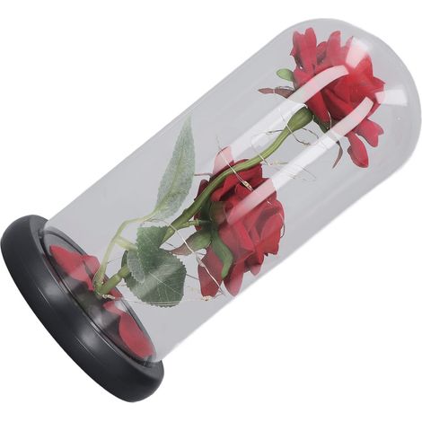 Rose décorative lumineuse LED électrique en verre avec abat-jour en forme de peluche (2 pièces) - Cadeau d'anniversaire pour maman (1/5)