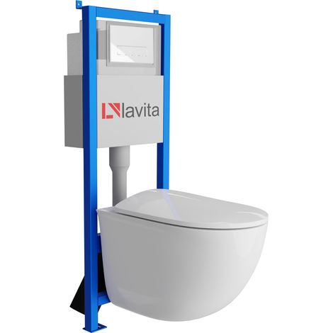Bâti-support Lavita LAV 101 à 40 cm + WC Vito sans bord + plaque de commande LAV 200.3.1 blanc Kit complet WC (1/5)