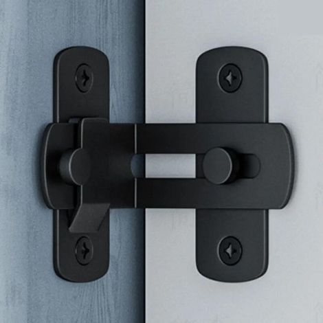 Serrure entrepôt noire Crochet verrouillage américain inox Verrou à boucle acier carbone pour porte coulissante 90° Sécurité grange et atelier (1/5)