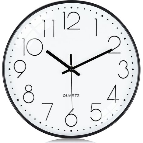 Orologio da parete 3D da 30 cm, numeri neri, design moderno, orologio da parete bianco silenzioso, senza ticchettio, facile da leggere, decorativo per cucina, camera da letto, ufficio