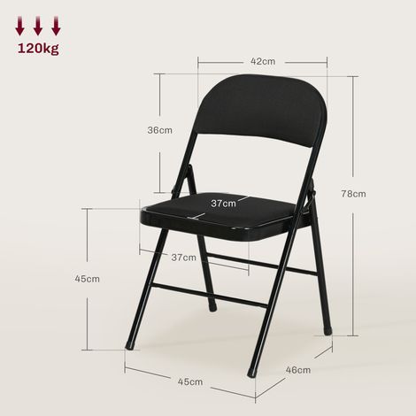 Ensemble de 6 chaises pliantes avec assises rembourrées en polyester et structure en acier, noires (1/5)