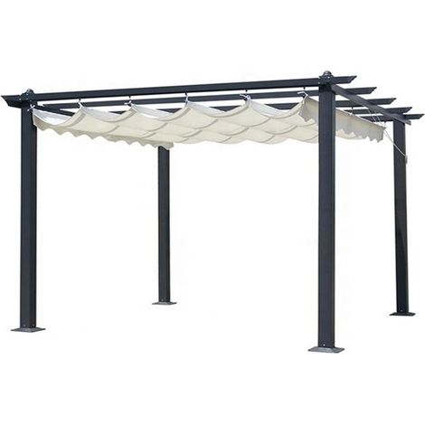 GAZEBO PERGOLA SCORREVOLE ZENONE MT.3X4 STRUTTURA IN METALLO GRIGIO CON TELO BIANCO (1/2)