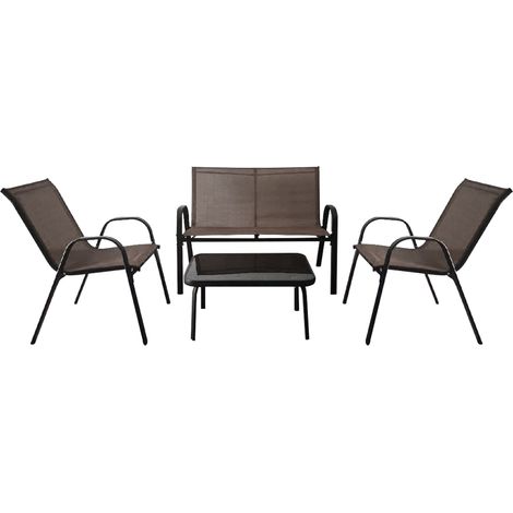 4-teiliges Terrassenmöbelset mit Metallgestell und Glastisch