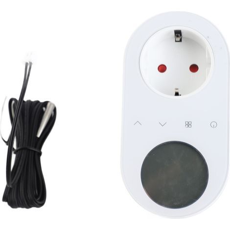 Prise de sortie de thermostat numérique, prise 16A, contrôleur de température 5+1+1, six périodes et mode de refroidissement de chauffage avec bouton tactile, écran LCD pour radiateur soufflant, radia (1/5)