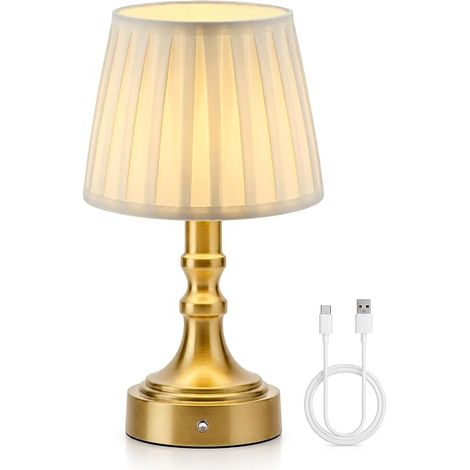 Rechargeable Wireless Table Lamp, Touch, Gold (1/5)