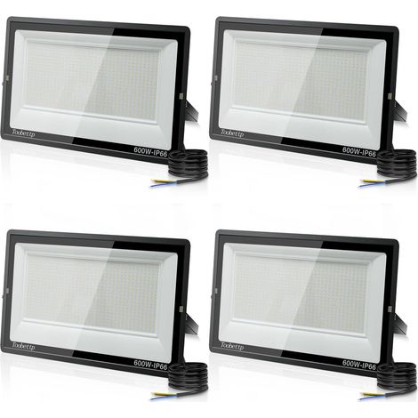 4PCS 600W Projecteur LED Extérieur, Spot LED Exterieur 60000LM Super Lumineux 6500K Blanc Froid Éclairage de Sécurité Extérieur IP66 Imperméable pour Garage Jardin Terrasse Parking (1/5)