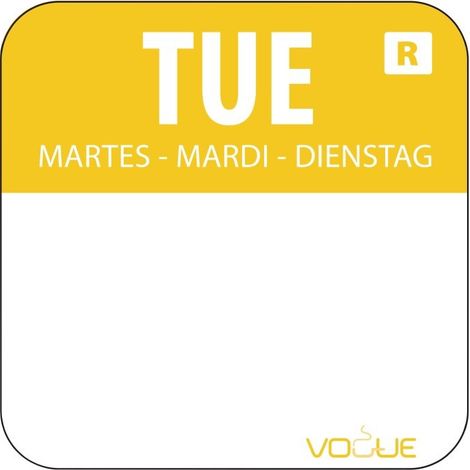 Etiquettes Alimentaires Code Couleur Jaune Mardi 24 mm - Lot de 1000