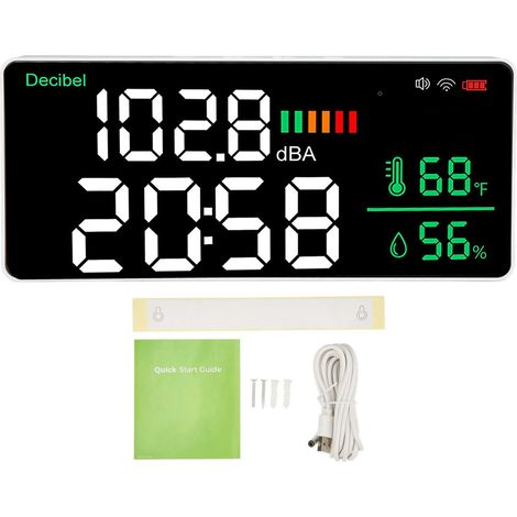 Compteur de décibels LED 2.4G WiFi mural 28 cm, affichage température humidité heure, mesure niveau sonore pour Tuya (1/5)