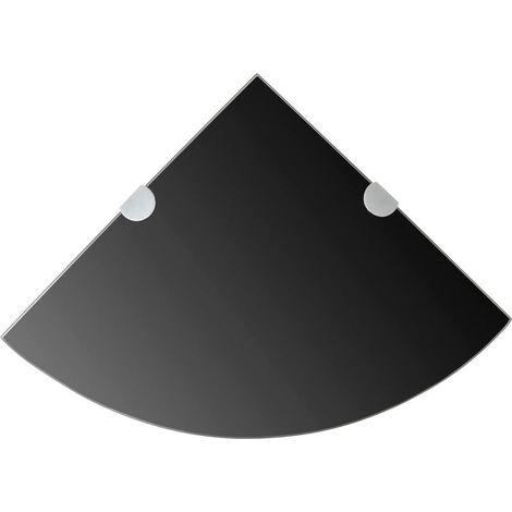 Étagère d'angle avec supports chromés, verre, noir, 35 x 35 cm (1/5)
