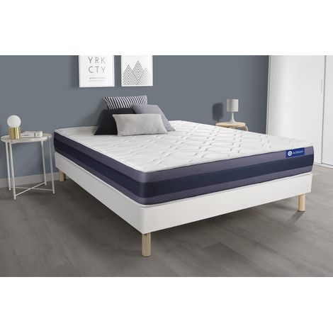 Ensemble matelas Ressorts ensachés+Mémoire de forme ACTIFLEX MORPHO 200x200 Maxi épaisseur 5zones confort + sommier KIT blanc (1/5)