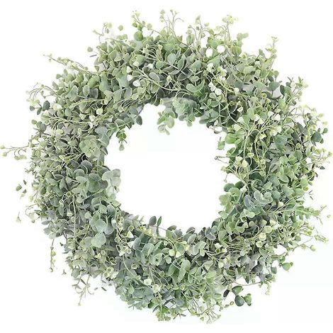 Künstlicher Kranz für die Haustür, die Garderobe oder den Eingangsbereich, grüner Blätterkranz, künstliche Girlande (1/4)