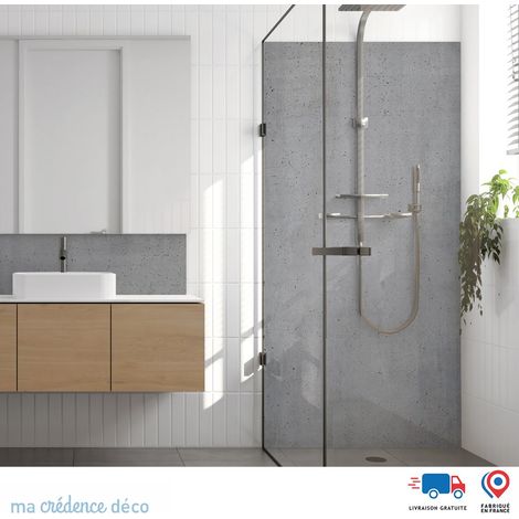 Panneau de douche : Béton brut 2 - Alu composite - 90 - 245 (1/3)