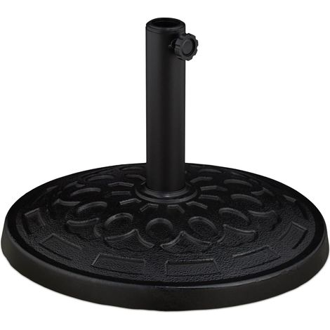 Pied de parasol décoratif rond jardin avec vis de réglage 34 x 48,5 cm en polyrésine noir (1/4)