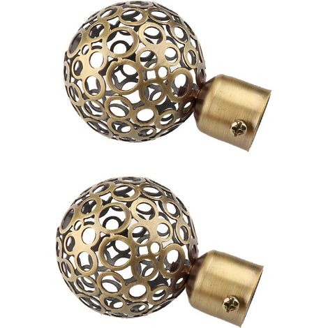 Paire De Tringle De Rideau De Fenêtre Fin Tige De Drapé Finales Tête Diamètre Intérieur. 22mm 3Bronze