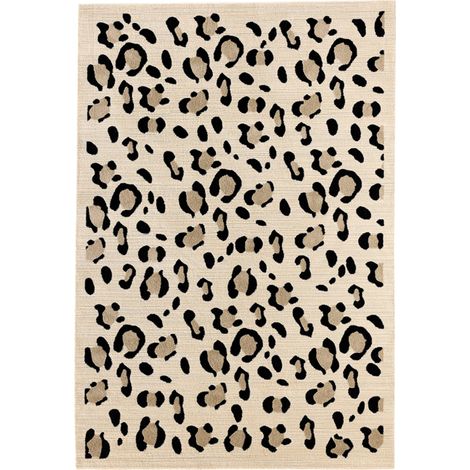 Tapis crème léopard tissé machine intérieur doux - 80 x 150 cm