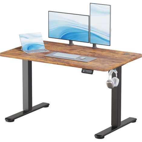Bureau Assis-Debout Électrique 120 x 60 cm, Marron (1/5)