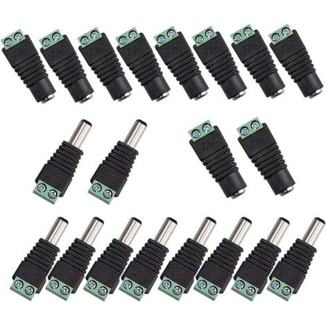 YMYNY 20Pcs DC d'alimentation Connecteur Mâle/Femelle 2,1 x 5,5 mm Fiche 12V Prise Jack Adaptateurs, pour Prise pour caméra de DVR Système de sécurité lumière LED