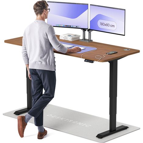 Desktronic Bureau assis debout HomePro - 180x80cm - Noir/Noyer