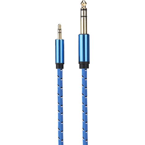 Câble audio stéréo mâle 3,5 mm vers mâle 6,35 mm pour amplificateur, haut-parleur et guitare électrique (1 m)