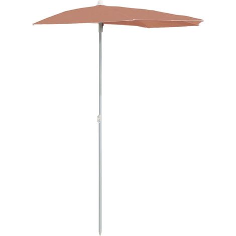 Maison Exclusive - Halb-Sonnenschirm mit Mast 180x90 cm Terrakott