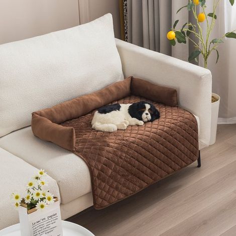 Couverture pour chien avec appui-tête, panier moelleux, tapis pour animaux, protège-canapé, lavable, antidérapant, matelas rembourré double face pour chats et chiens, 90 (1/5)