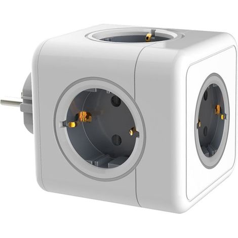 Multiprise Murale Cube 5 en 1 avec Protection Contre Les Surcharges&Parasurtenseurs,Multiprise Cube 4000W/16A avec Porte de Sécurité,Multiprise Electrique Portable pour Bureau Voyage-Blanc (1/5)