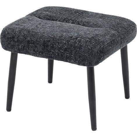 Pouf poggiapiedi in tessuto chenille con gambe in acciaio 45x41x38 cm grigio scuro (1/5)