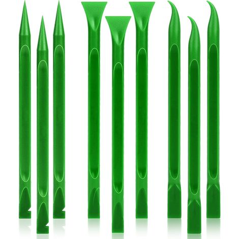 Set di 9 raschietti per vernice, strumento raschietto in plastica antigraffio, strumento di pulizia multifunzionale per spazi ristretti e fessure per rimuovere etichette, grasso e (1/5)